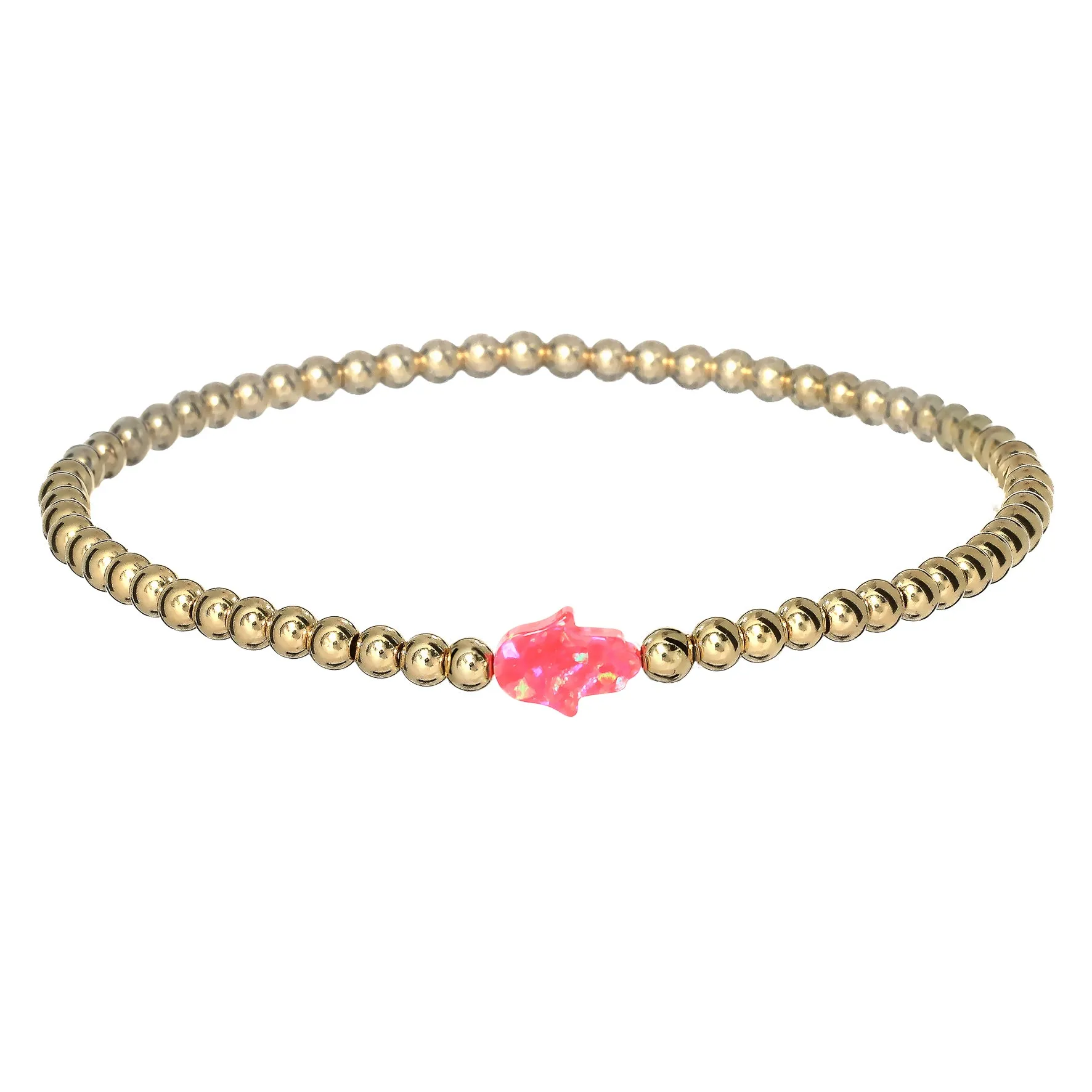 HAND | Opal Charm and 14K Gold Filled Beads Bracelet - Small