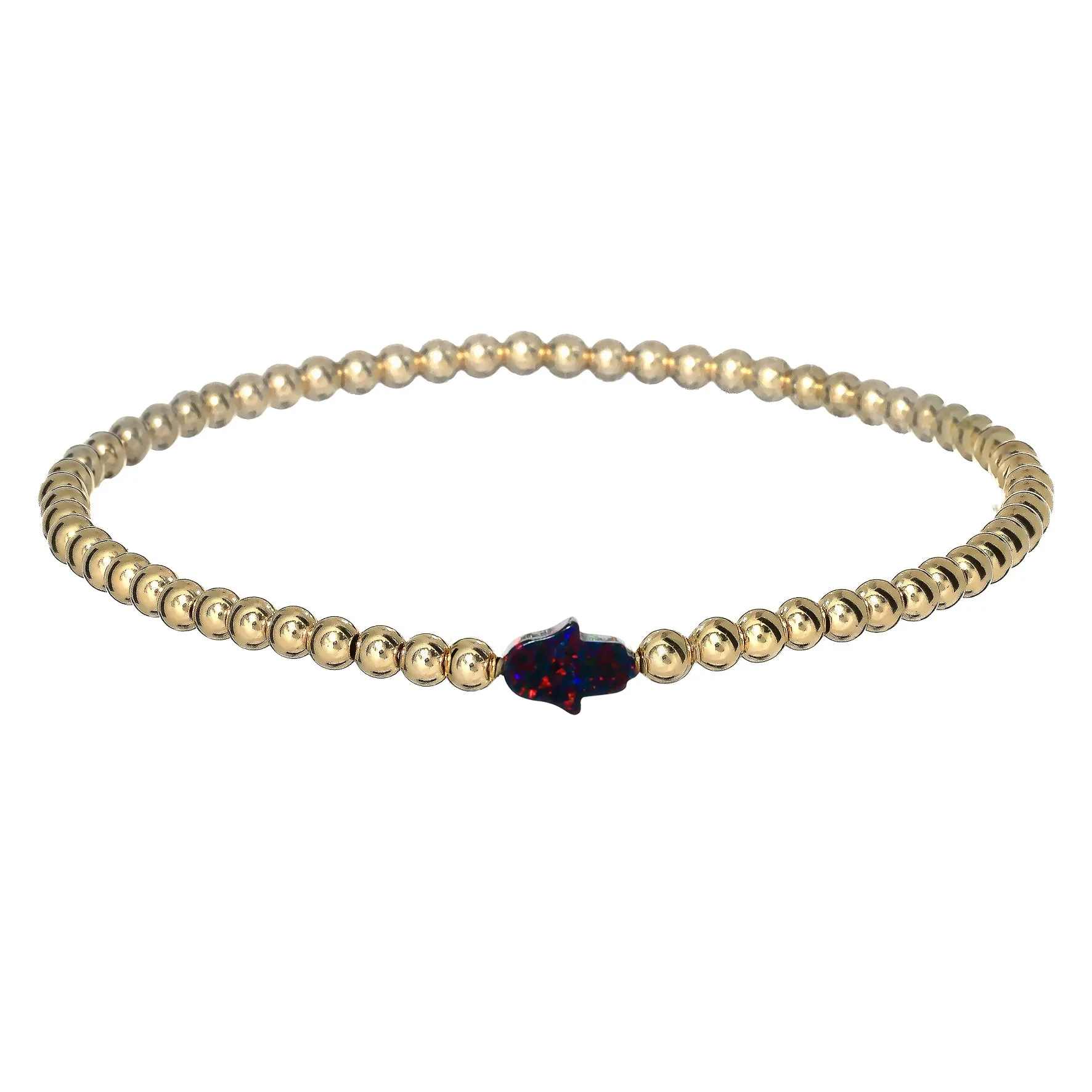 HAND | Opal Charm and 14K Gold Filled Beads Bracelet - Small