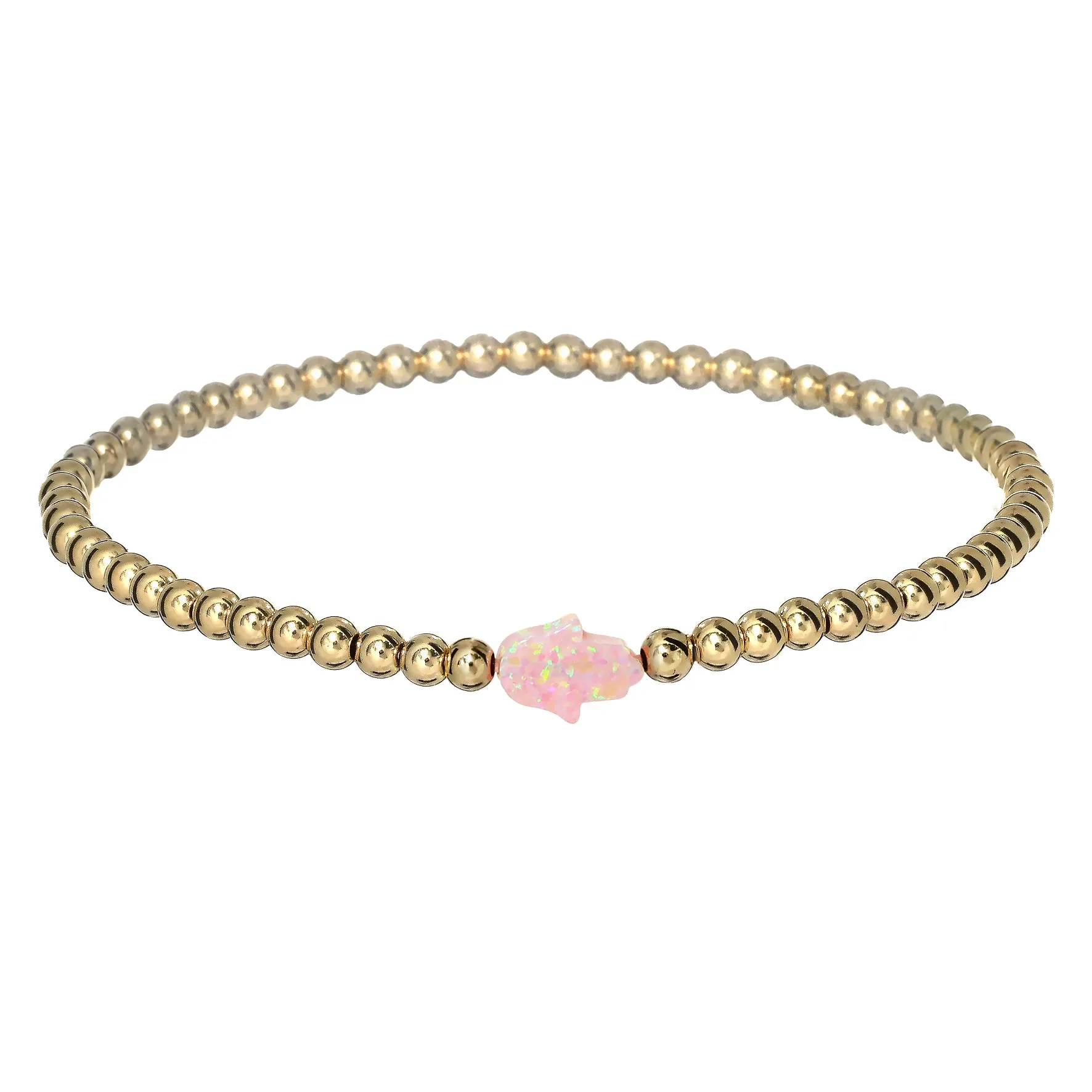 HAND | Opal Charm and 14K Gold Filled Beads Bracelet - Small