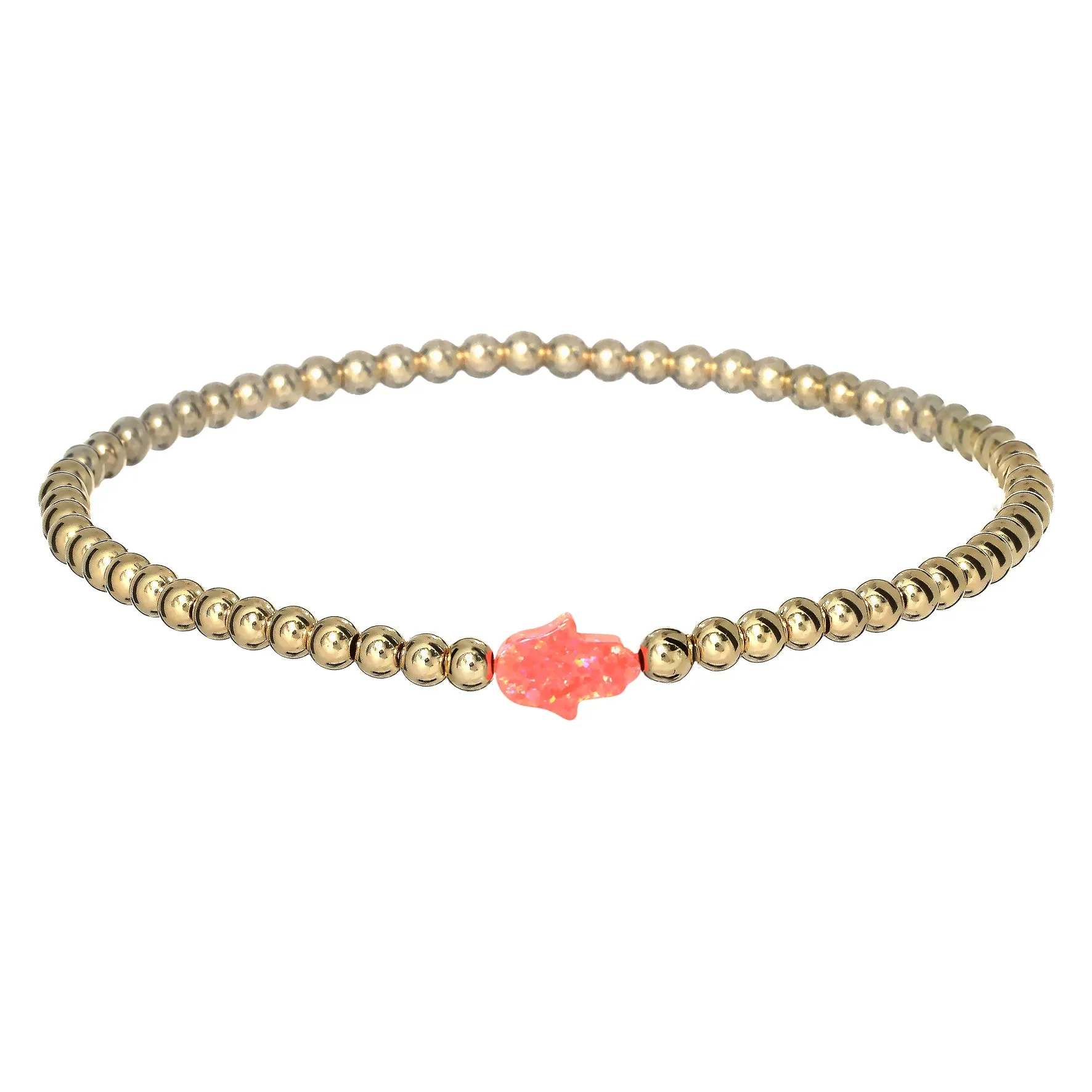 HAND | Opal Charm and 14K Gold Filled Beads Bracelet - Small