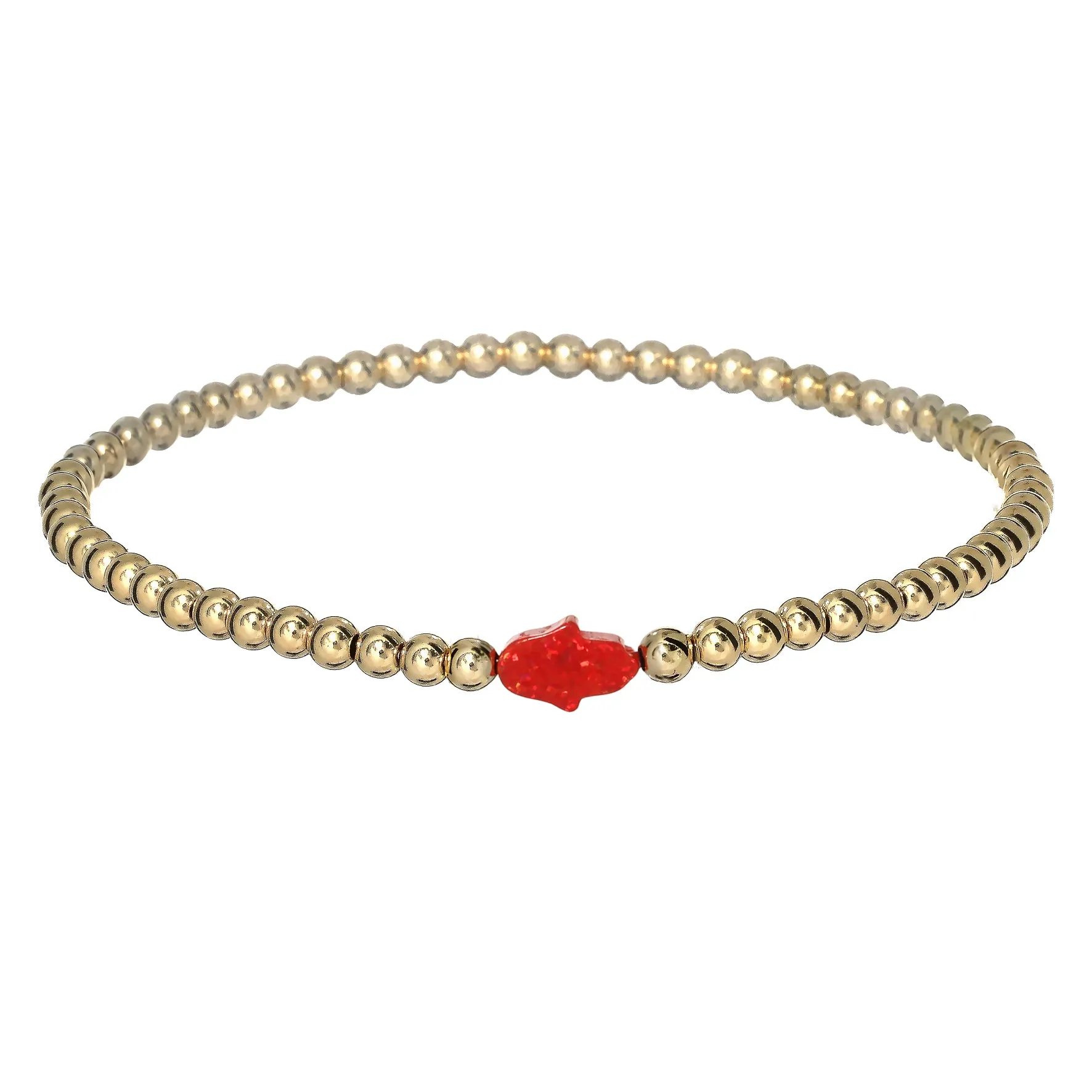 HAND | Opal Charm and 14K Gold Filled Beads Bracelet - Small