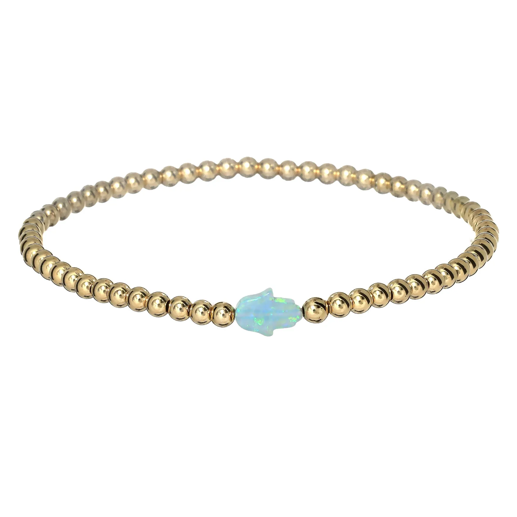 HAND | Opal Charm and 14K Gold Filled Beads Bracelet - Small