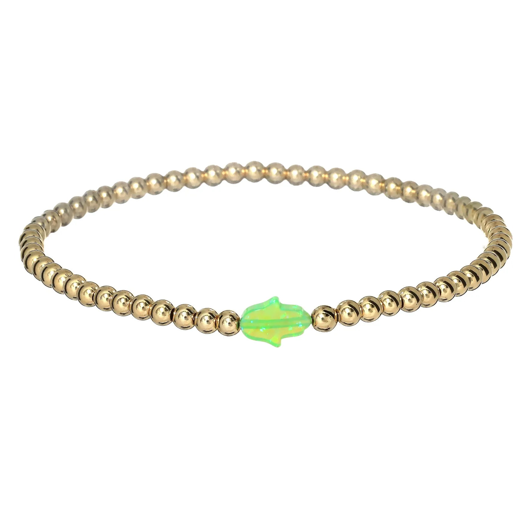 HAND | Opal Charm and 14K Gold Filled Beads Bracelet - Small