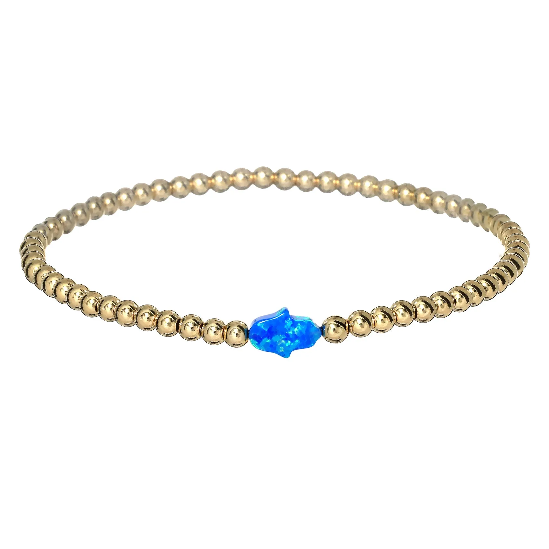 HAND | Opal Charm and 14K Gold Filled Beads Bracelet - Small
