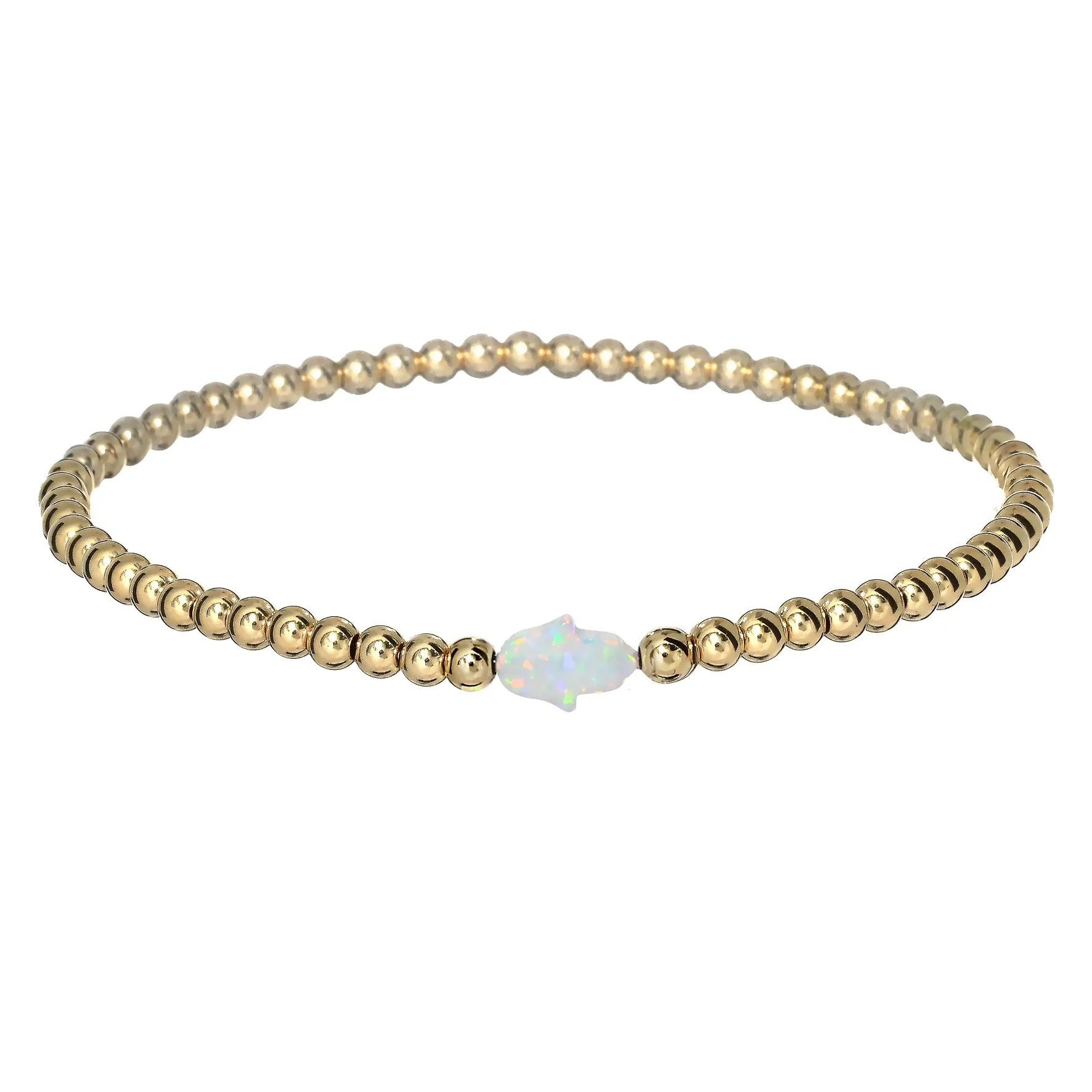 HAND | Opal Charm and 14K Gold Filled Beads Bracelet - Small