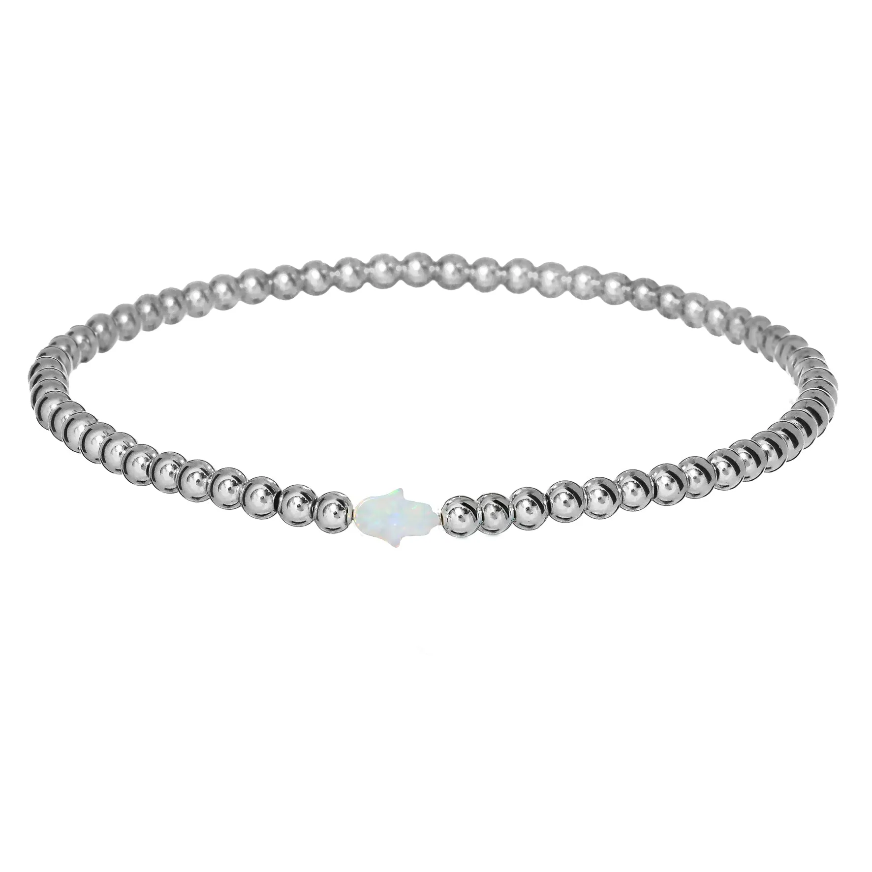 HAND | Opal Charm and 14K Gold Filled Beads Bracelet - Small