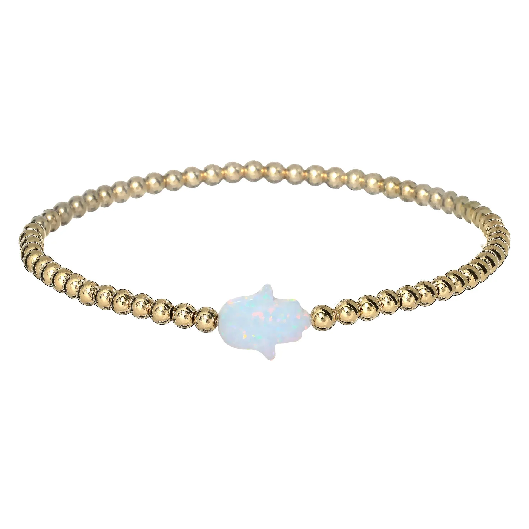 HAND | Opal Charm and 14K Gold Filled Beads Bracelet - Small