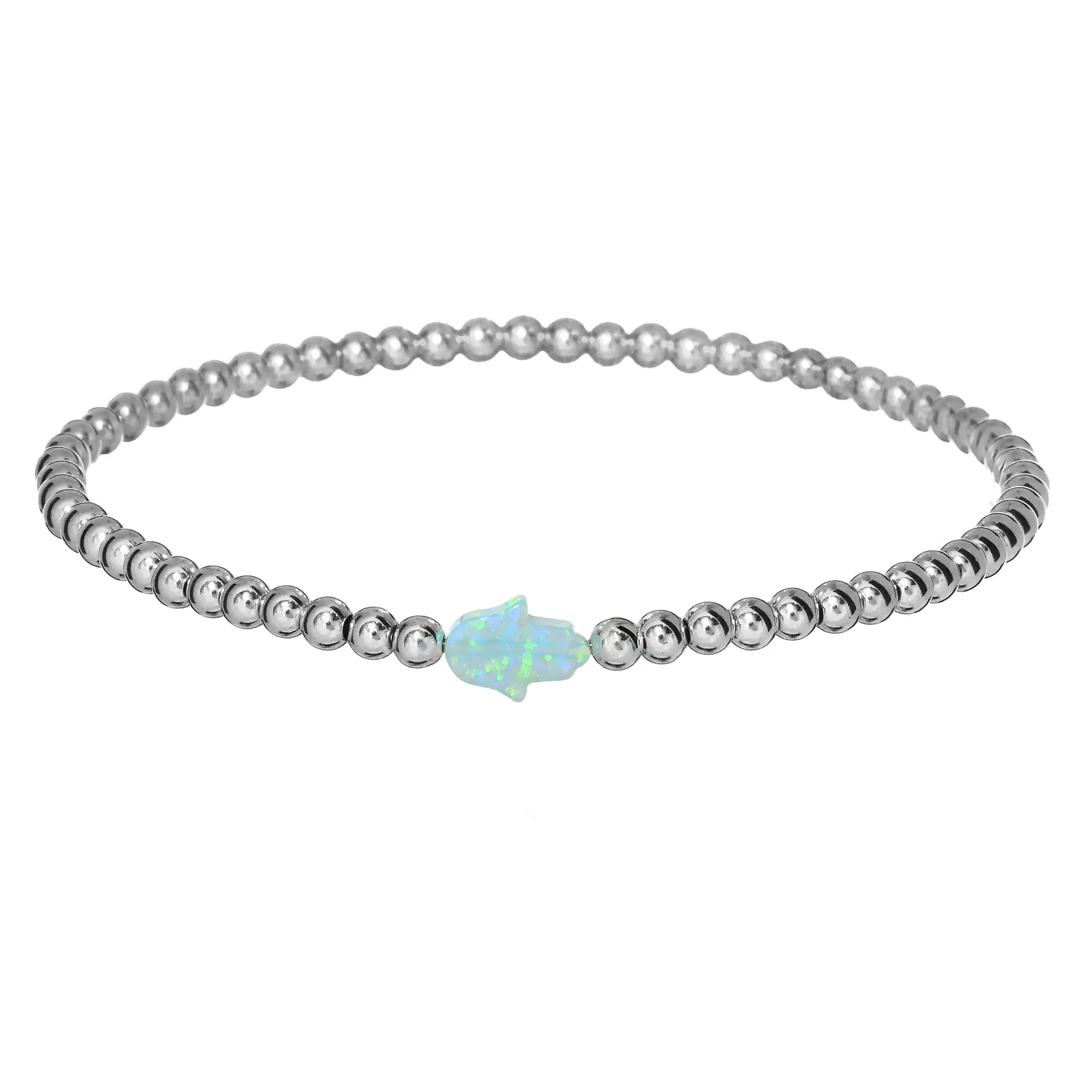 HAND | Opal Charm and 14K Gold Filled Beads Bracelet - Small