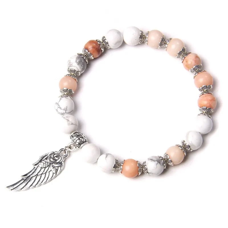 Handmade Rose Angel Wing Bracelet Natural Pink