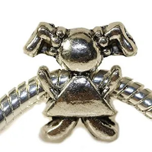 Happy Little Girl with Pony Tails European Bead Compatible for Most European Snake Chain Charm Bracelet
