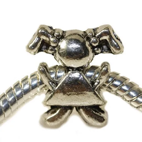 Happy Little Girl with Pony Tails European Bead Compatible for Most European Snake Chain Charm Bracelet