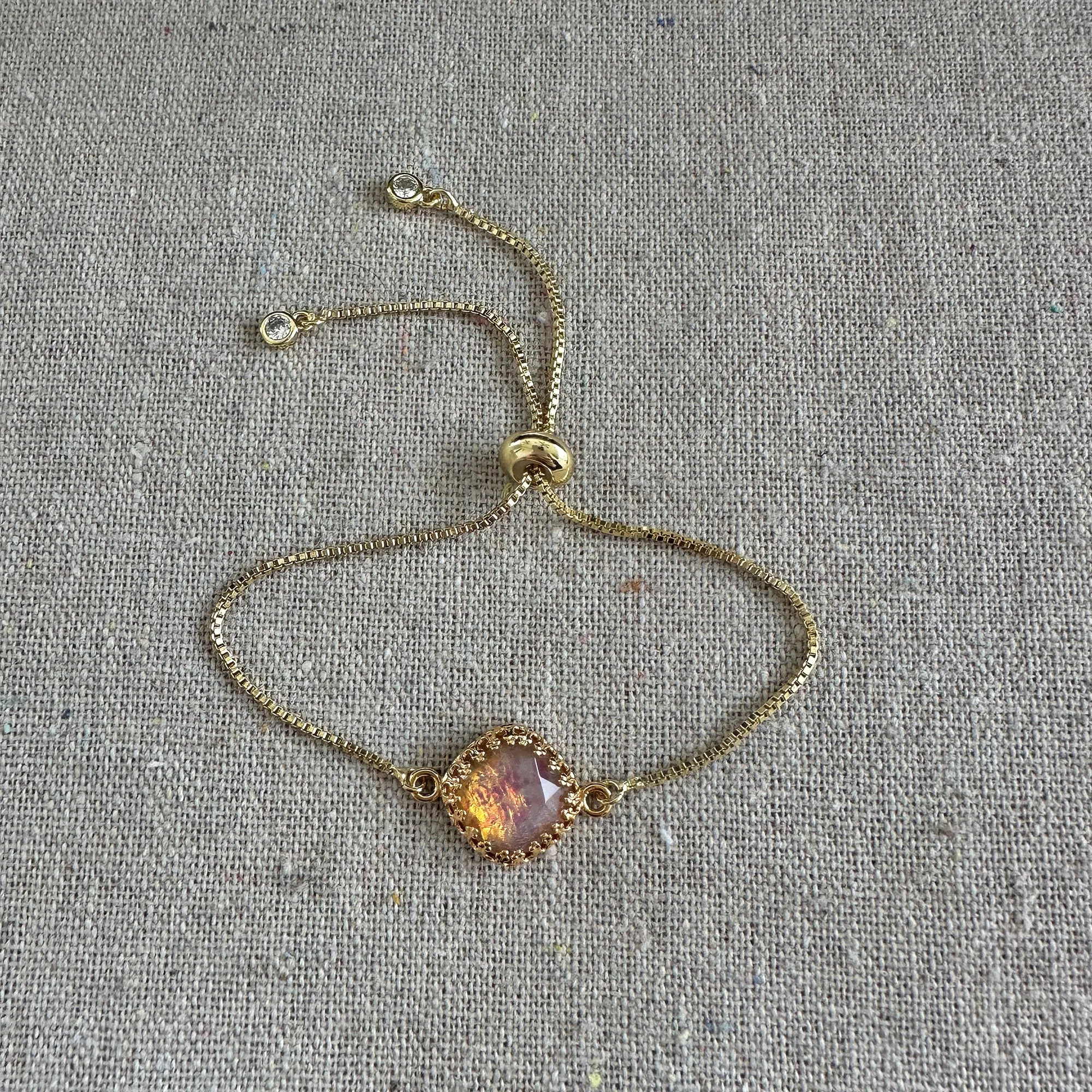 Harlequin Opal Slider Bracelet • Large Cushion