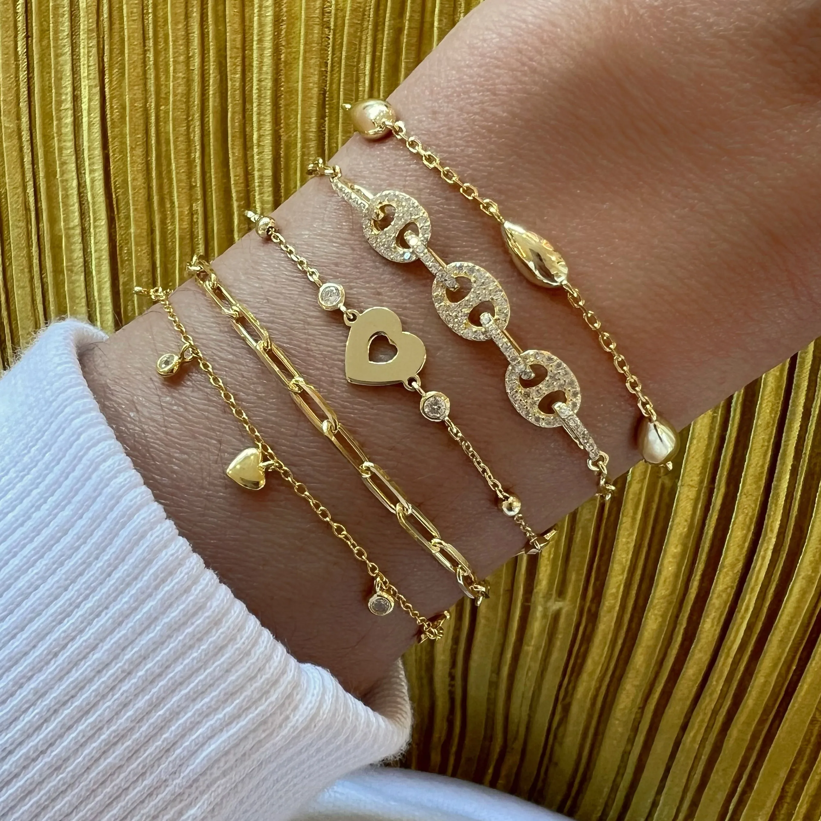 Heart and Bezel Bracelet