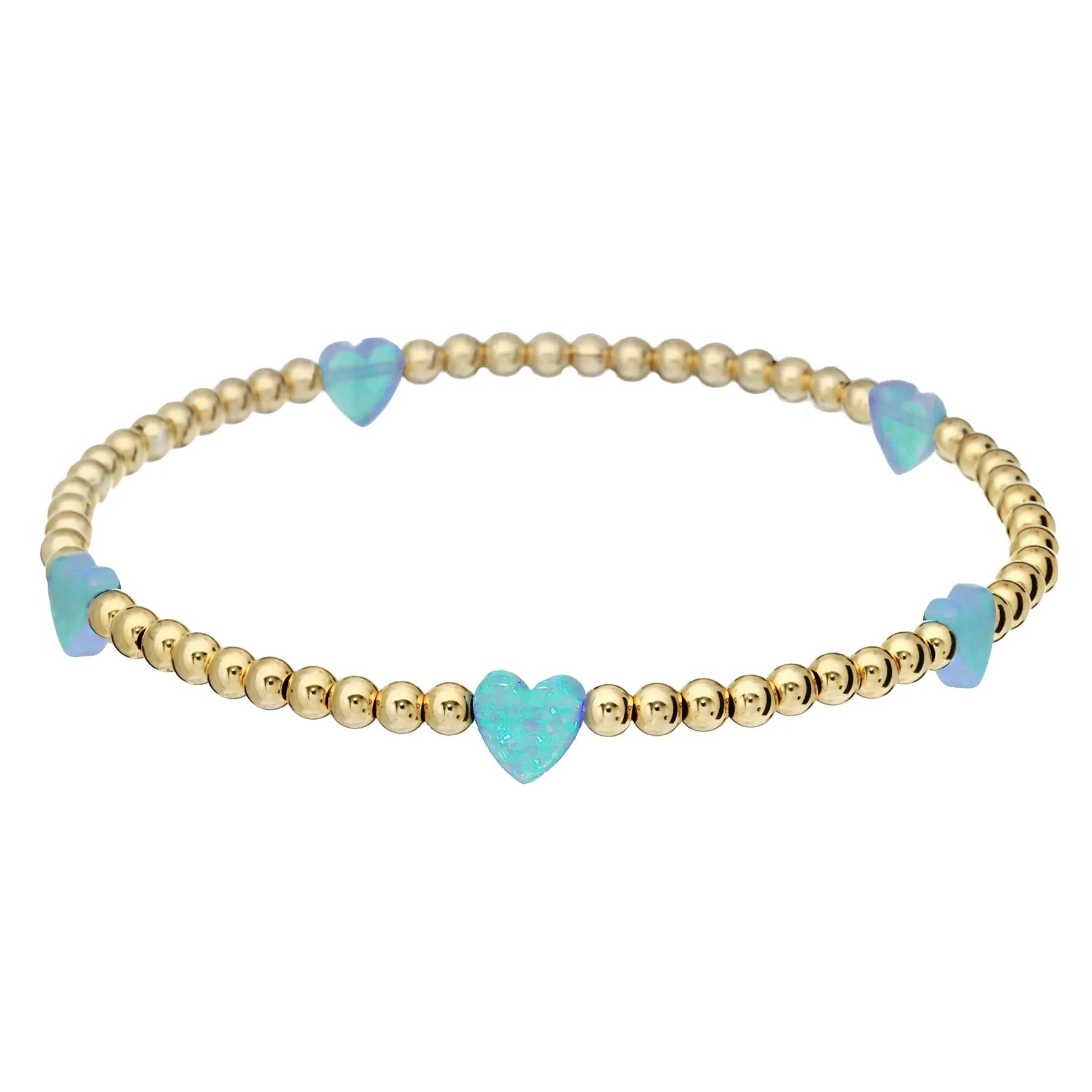 HEART BY THE YARD | Opal Charm and 14K Gold Filled Beads Bracelet