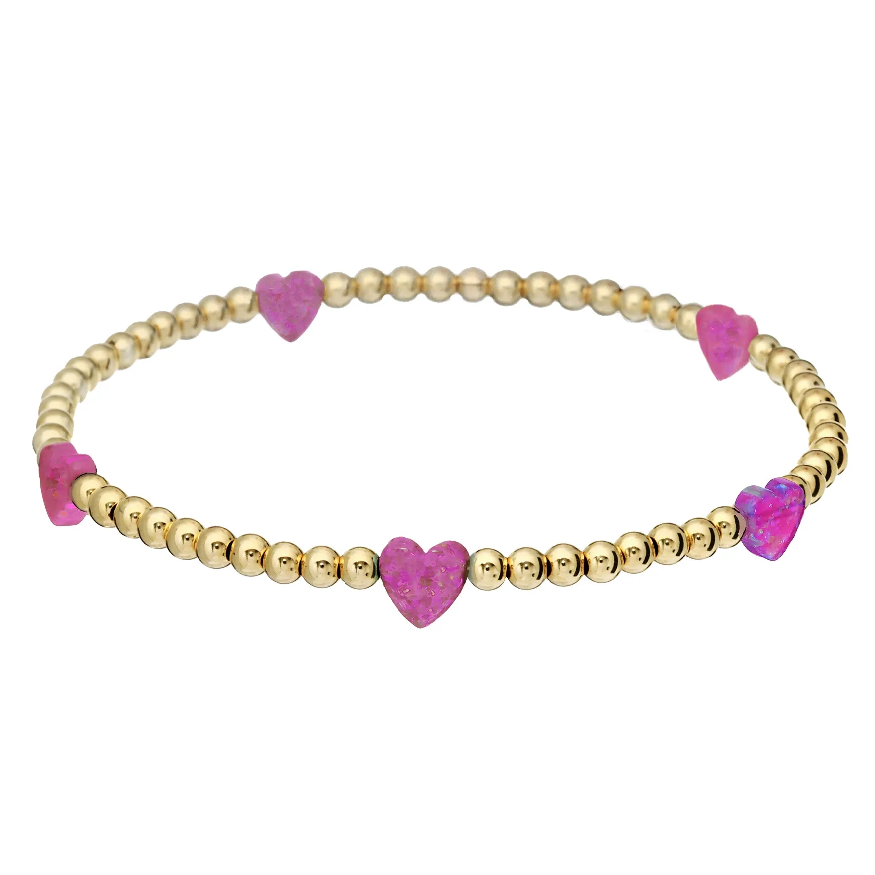 HEART BY THE YARD | Opal Charm and 14K Gold Filled Beads Bracelet