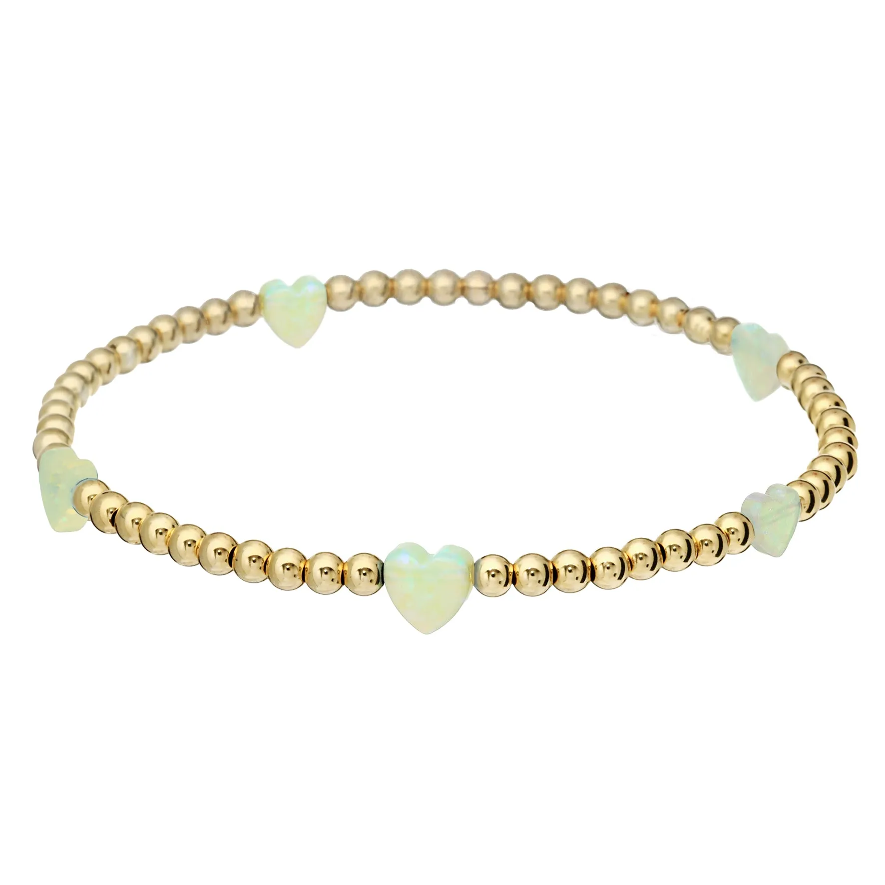 HEART BY THE YARD | Opal Charm and 14K Gold Filled Beads Bracelet