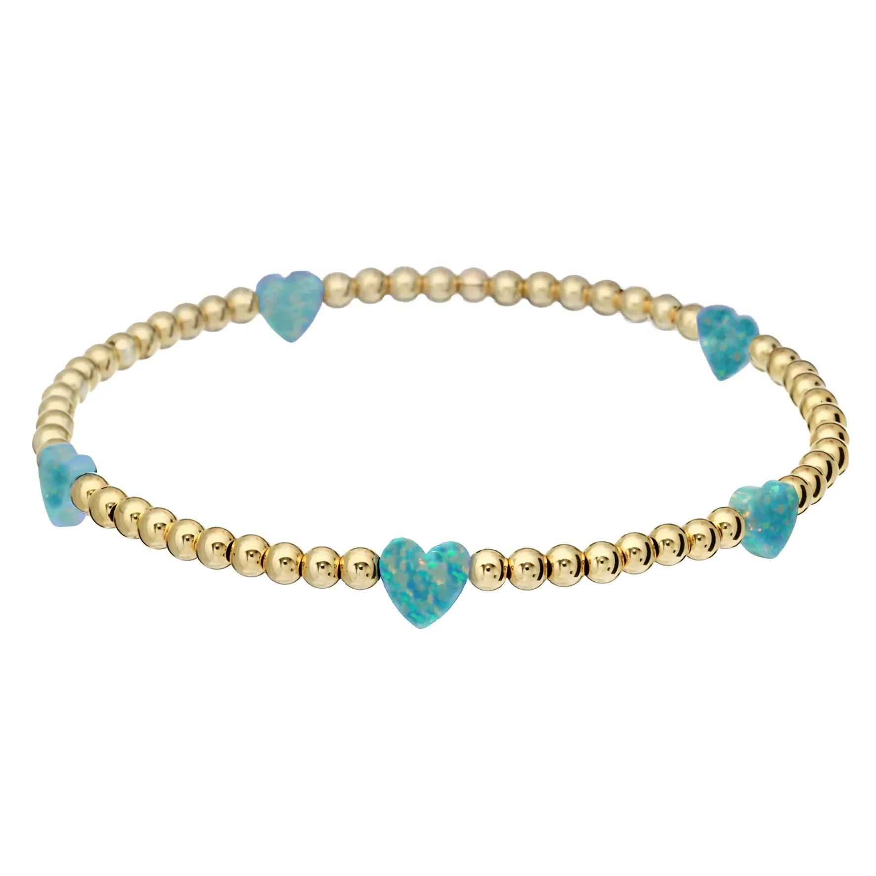 HEART BY THE YARD | Opal Charm and 14K Gold Filled Beads Bracelet