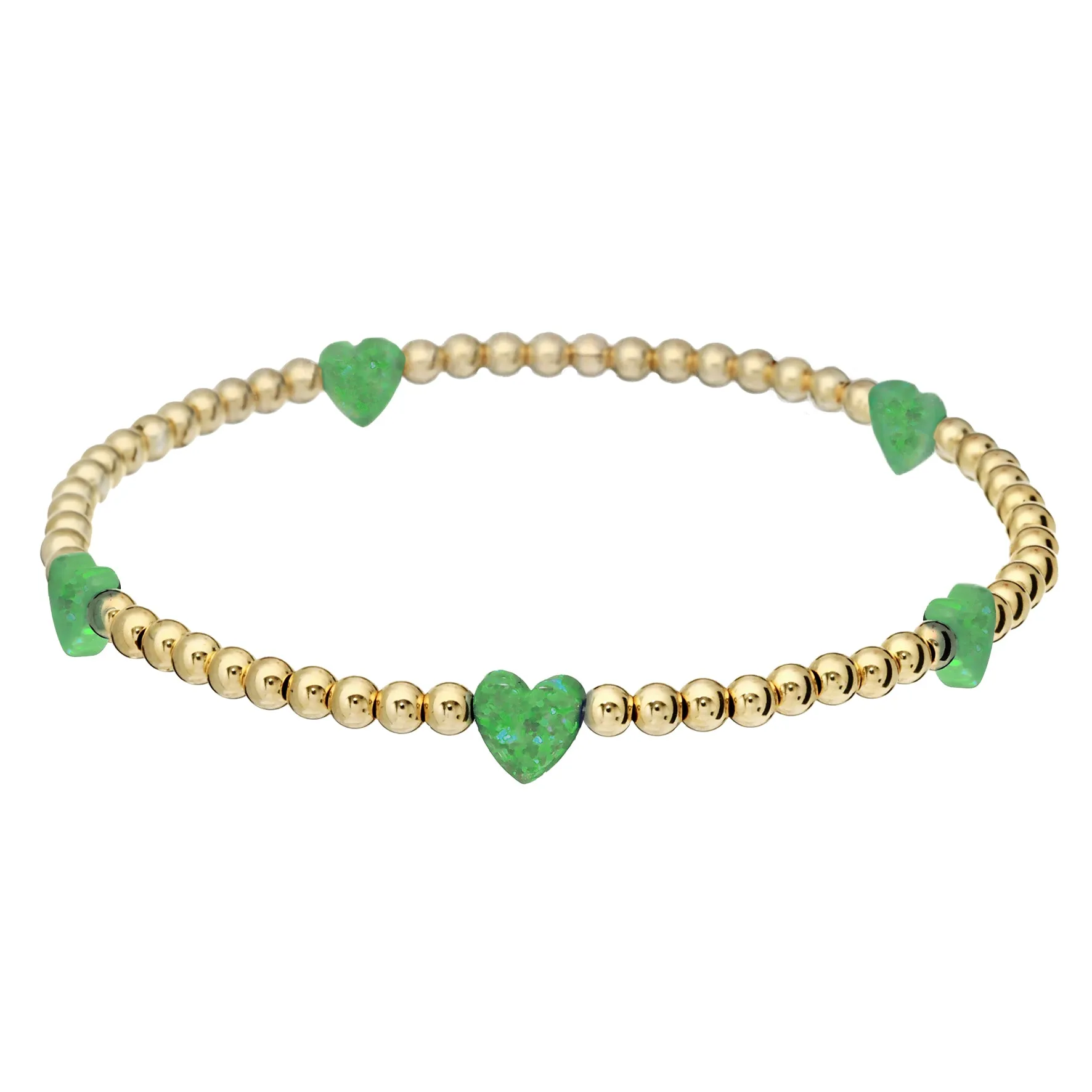 HEART BY THE YARD | Opal Charm and 14K Gold Filled Beads Bracelet