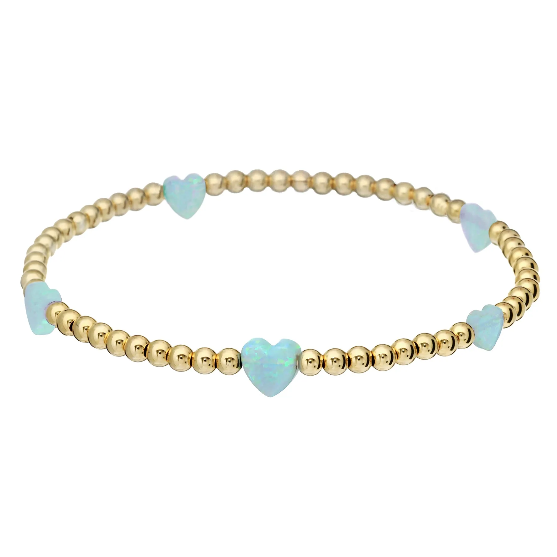 HEART BY THE YARD | Opal Charm and 14K Gold Filled Beads Bracelet