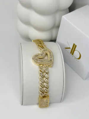 HEART CUBAN LINK BRACELET