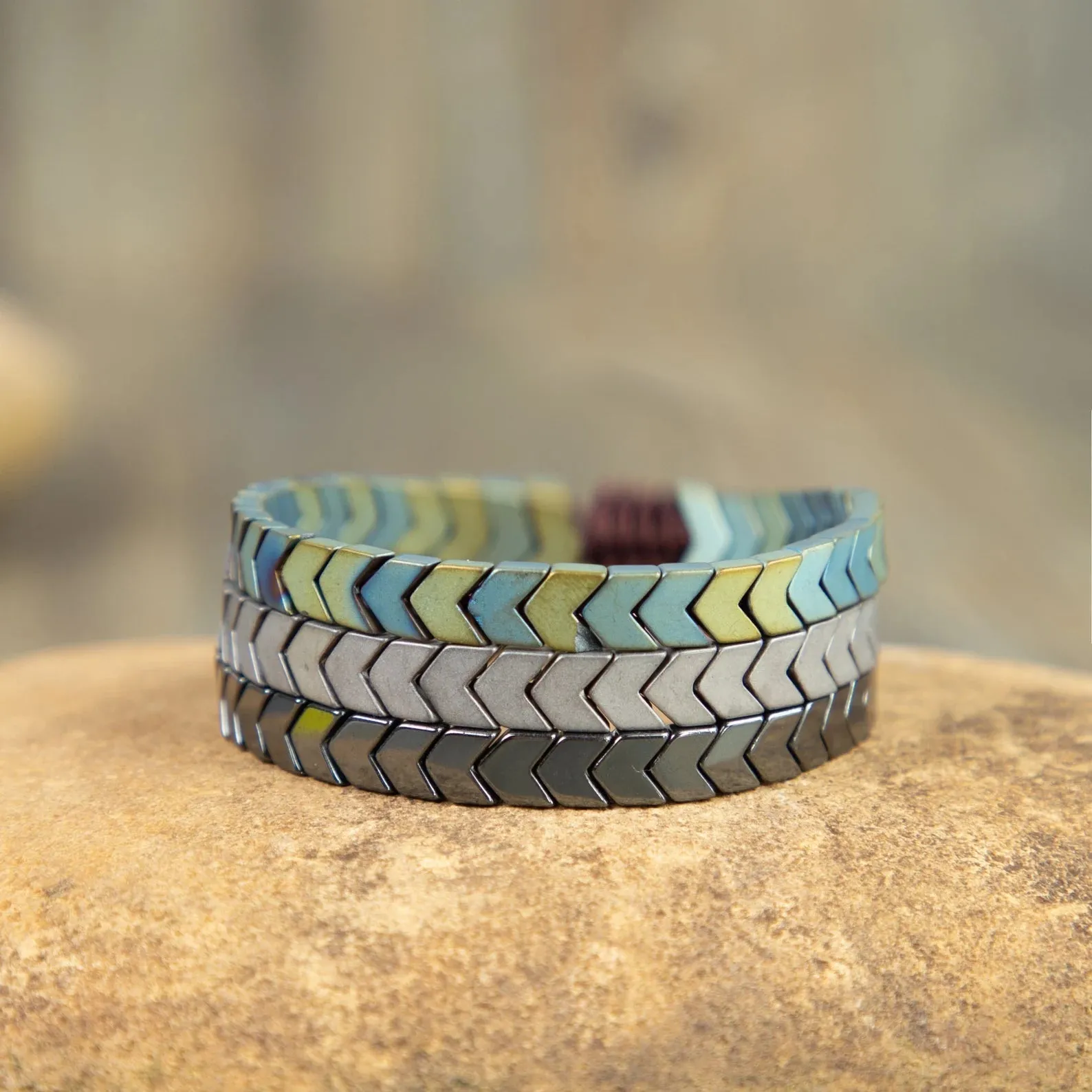 Hematite Arrowhead Strength Calming Healing Bracelet