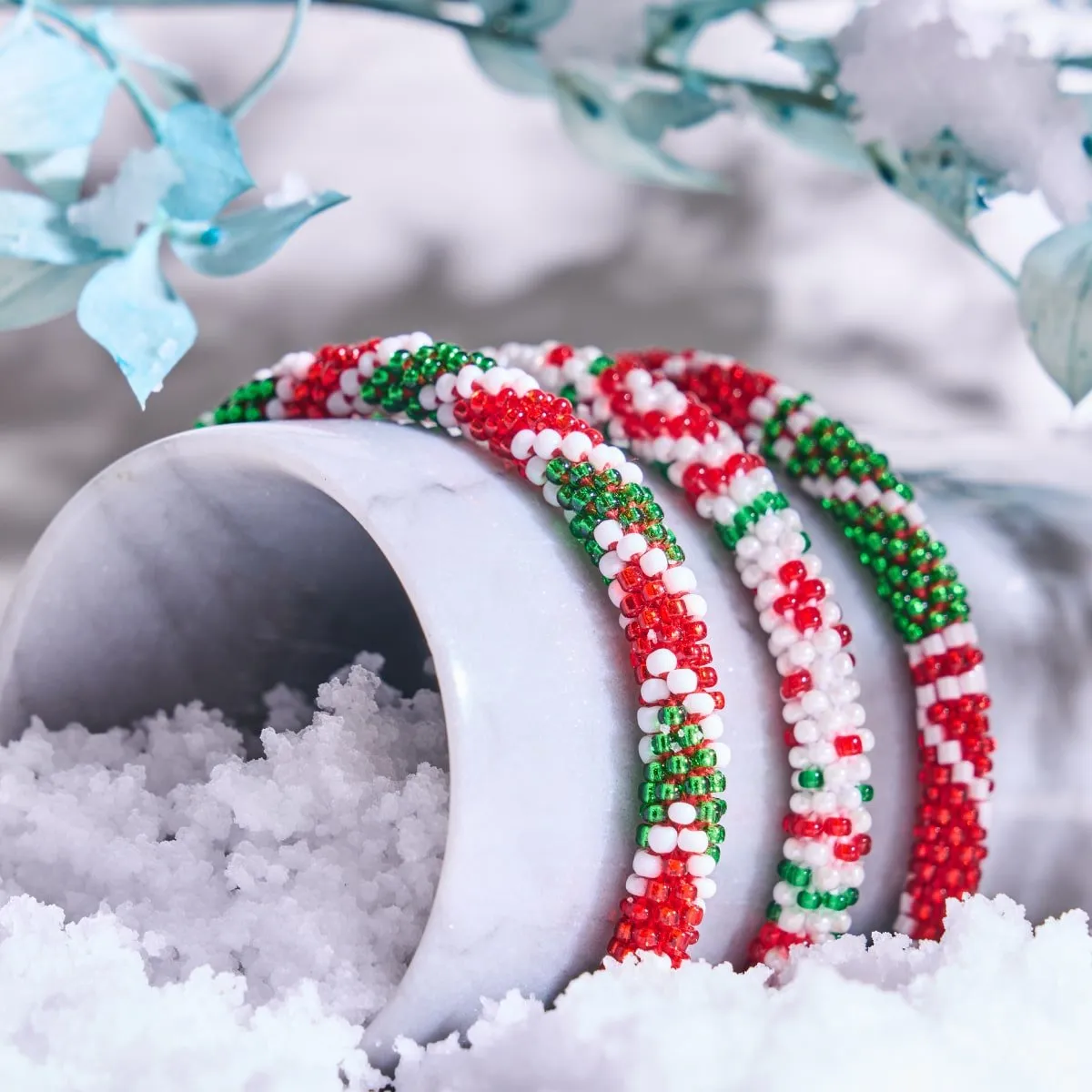 Holiday Wreath | Himalayan Glass Bead Bracelet