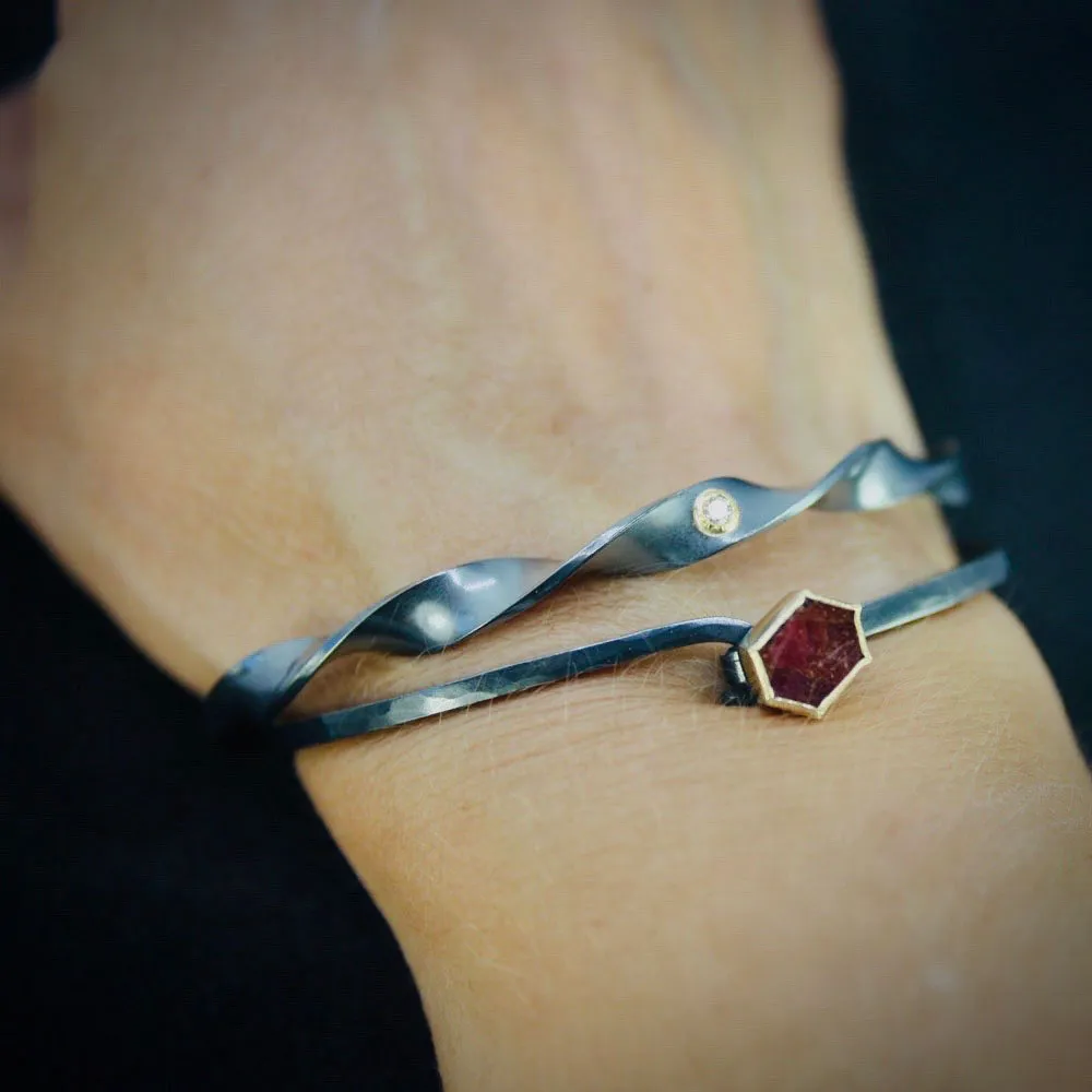 hook bracelet with hexagon shaped ruby