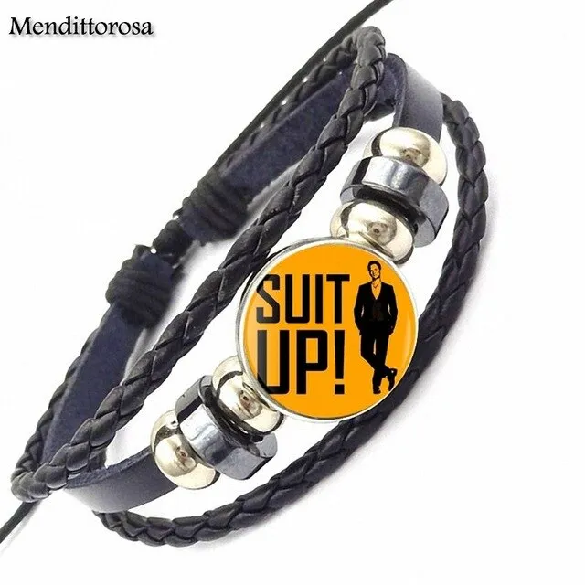How I Met Your Mother Umbrella Yellow 2017 Retro Style Jewelry With Glass Cabochon Black Leather Bracelet Bangle For Unisex