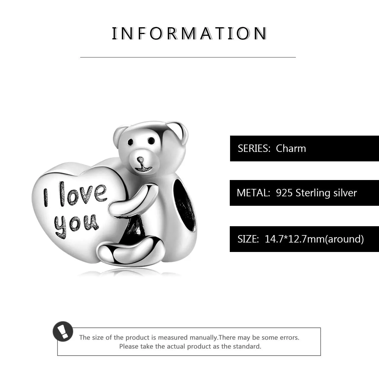 I Love You Bear Charm