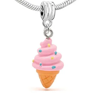 Ice Cream Bead Compatible for Most European Snake Chain Bracelet (Pink)