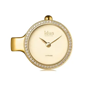 Idun Champagne Dial Gold CZ Pendant Charm Watch