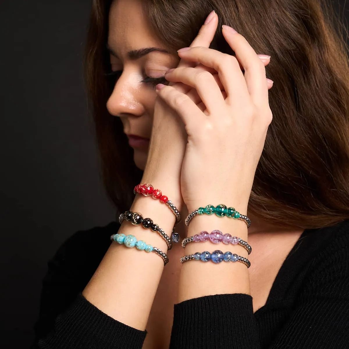 Indigo | Silver | Firefly Glass Cascade Bracelet