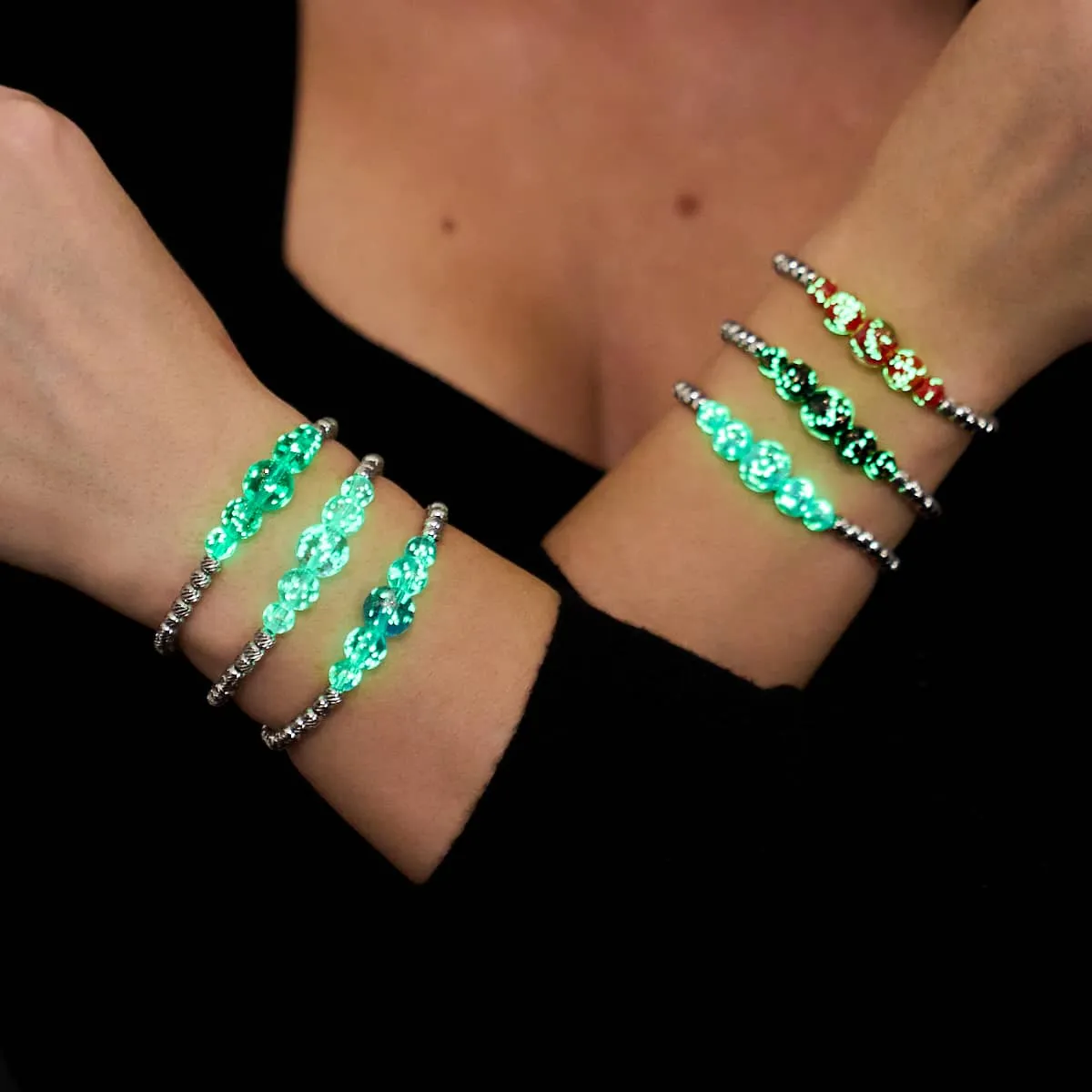 Indigo | Silver | Firefly Glass Cascade Bracelet