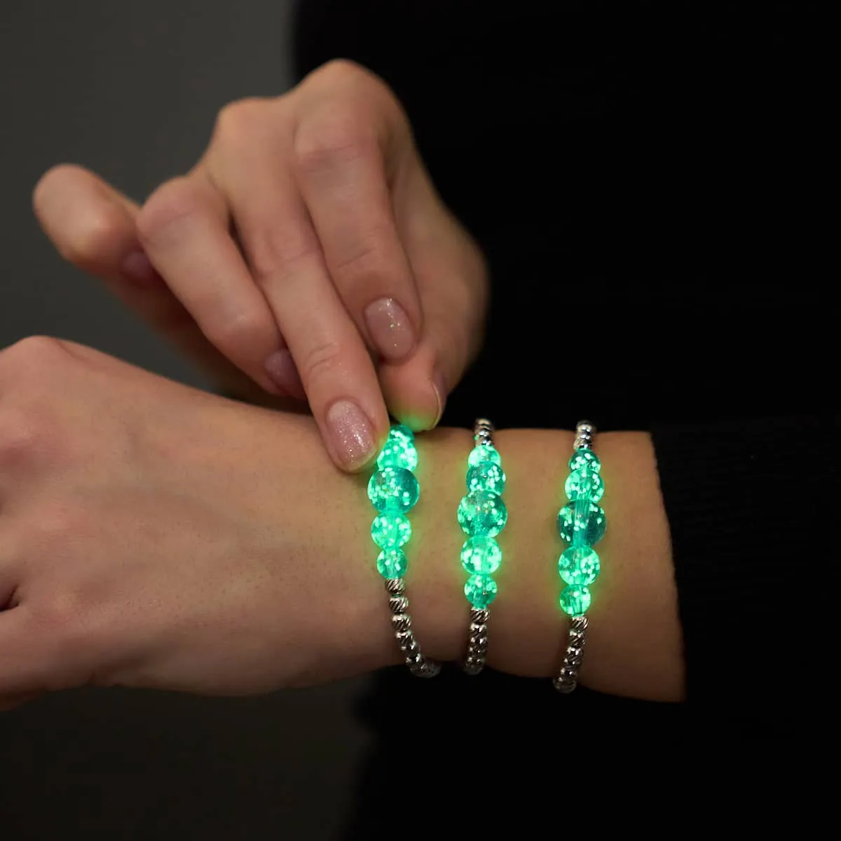 Indigo | Silver | Firefly Glass Cascade Bracelet