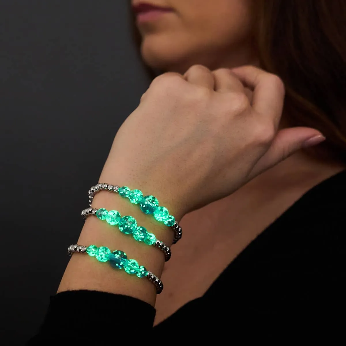 Indigo | Silver | Firefly Glass Cascade Bracelet