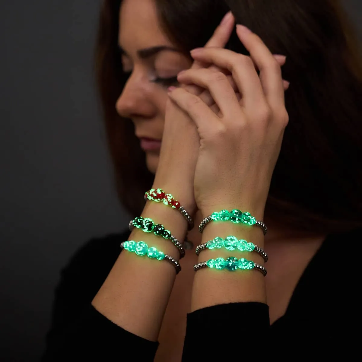 Indigo | Silver | Firefly Glass Cascade Bracelet