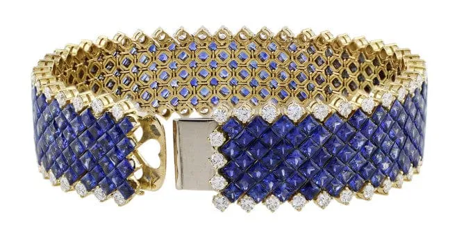 Invisible Set Sapphire Diamond Bracelet