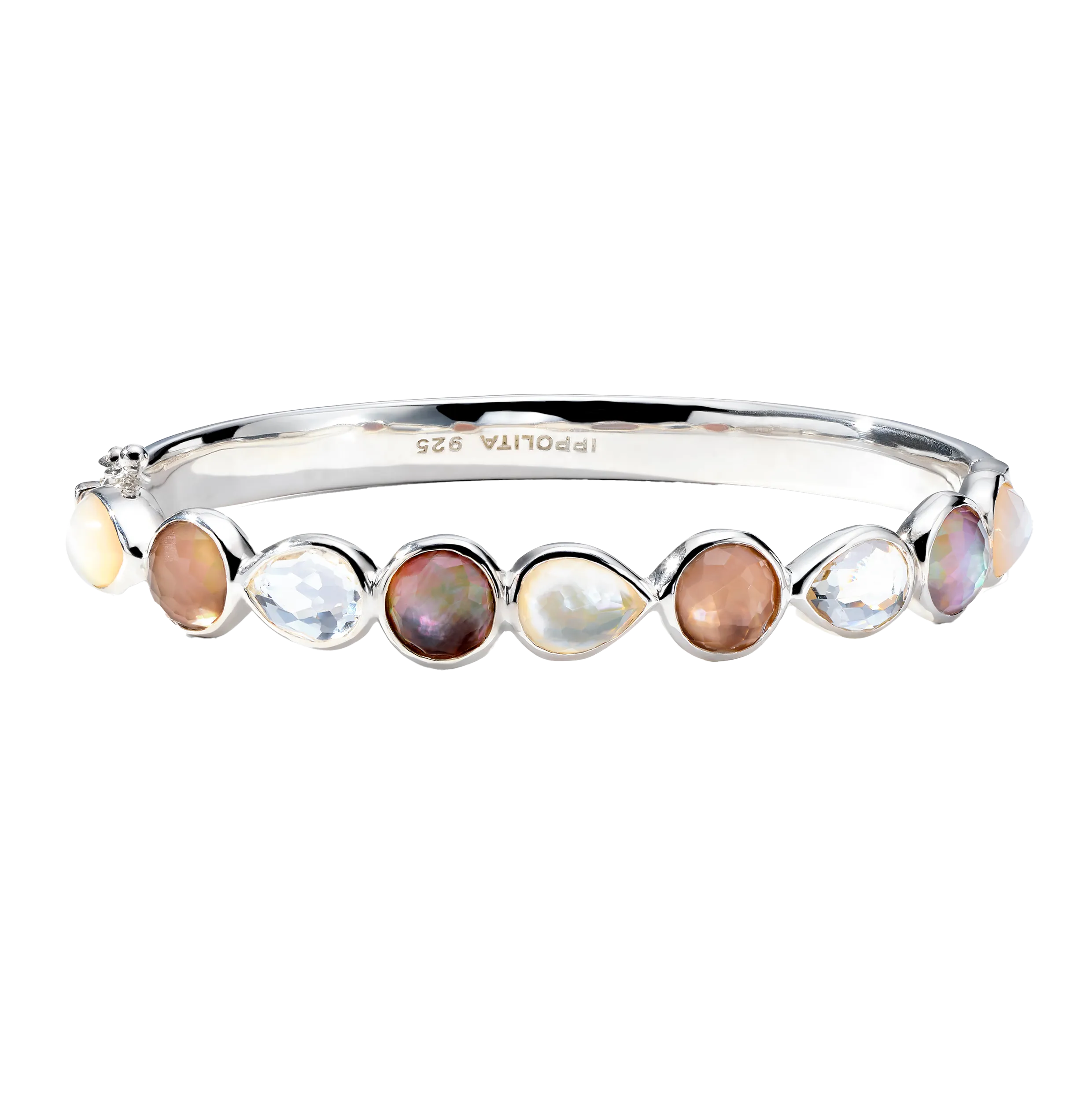 IPPOLITA Rock Candy Stone Row Hinged Bangle in Sabbia