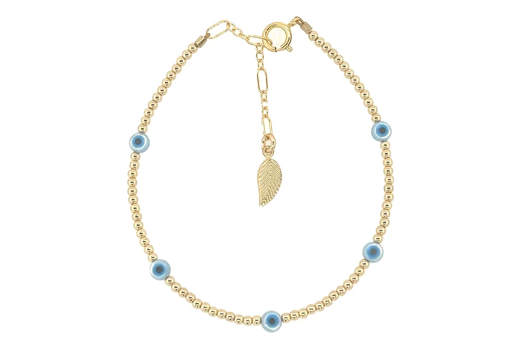 ISLA EVIL EYE | Opal Charm and 14K Gold Filled Beads Bracelet