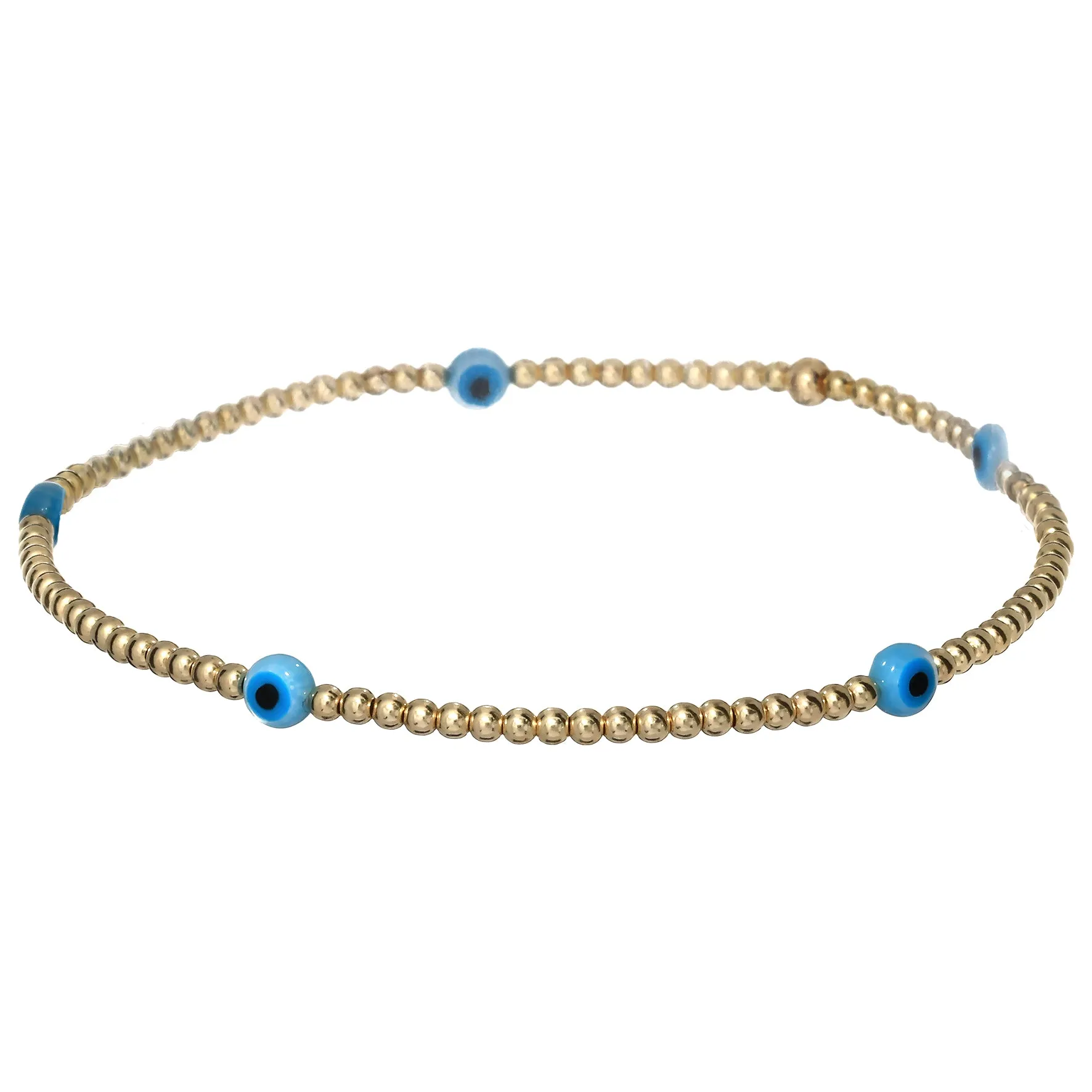 ISLA EVIL EYE | Opal Charm and 14K Gold Filled Beads Bracelet