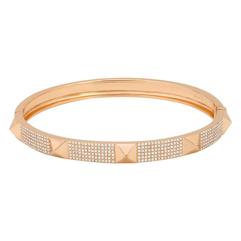JADE 14K  GOLD PYRAMID BANGLE BRACELET - 5MM