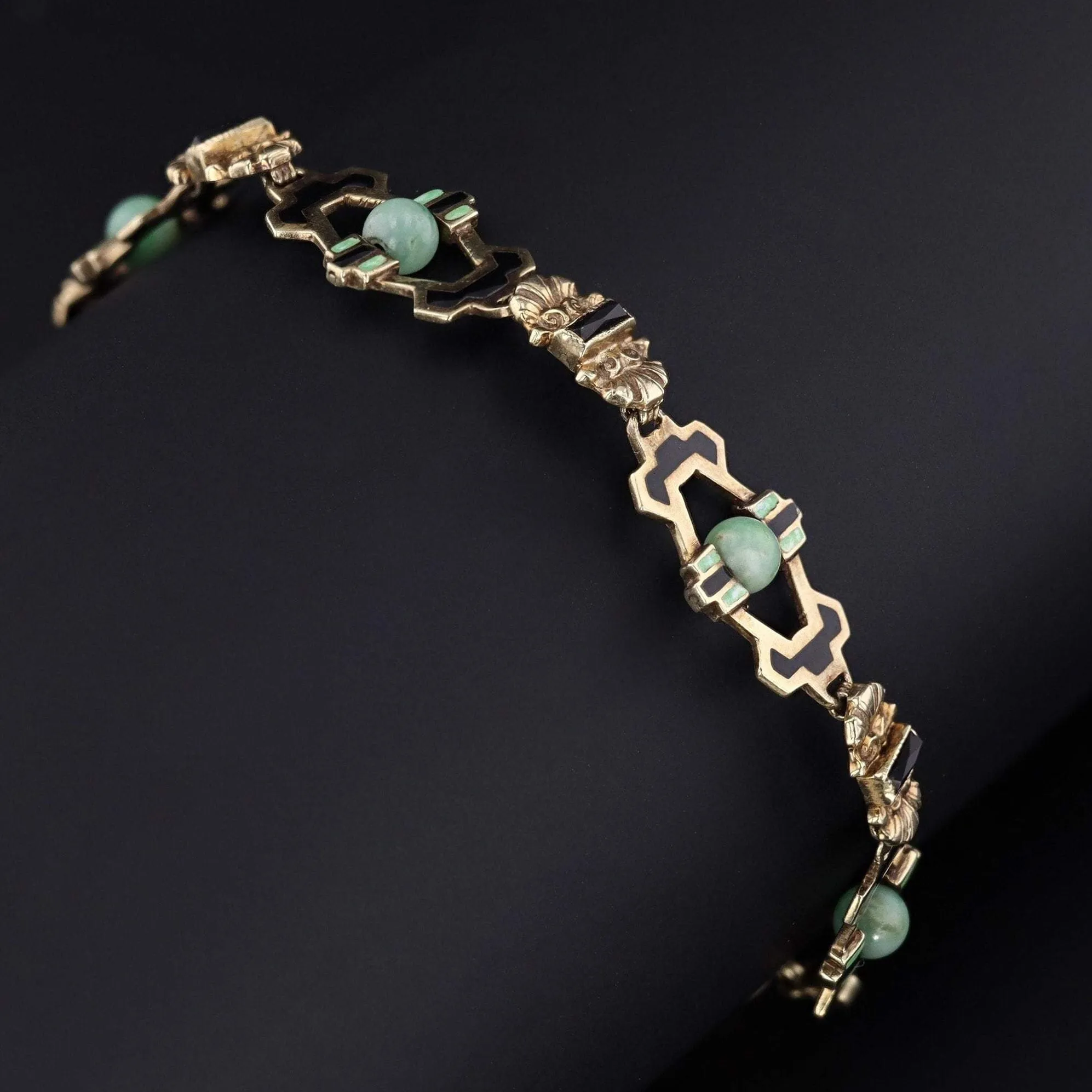 Jade & Enamel Bracelet | 14k Gold Jade Bracelet