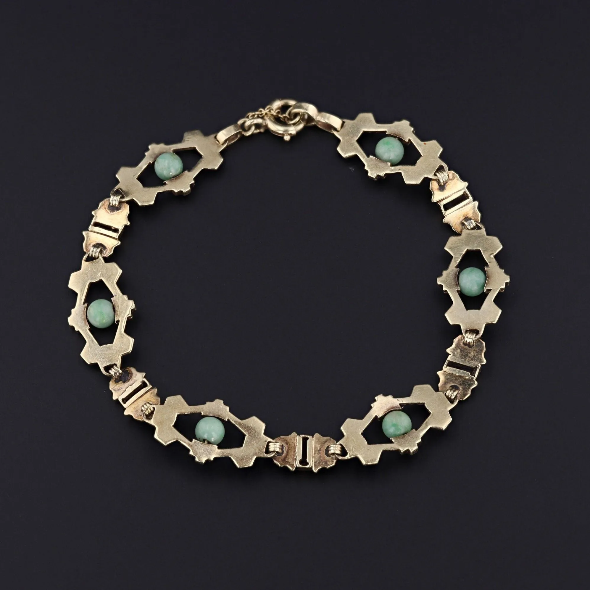 Jade & Enamel Bracelet | 14k Gold Jade Bracelet