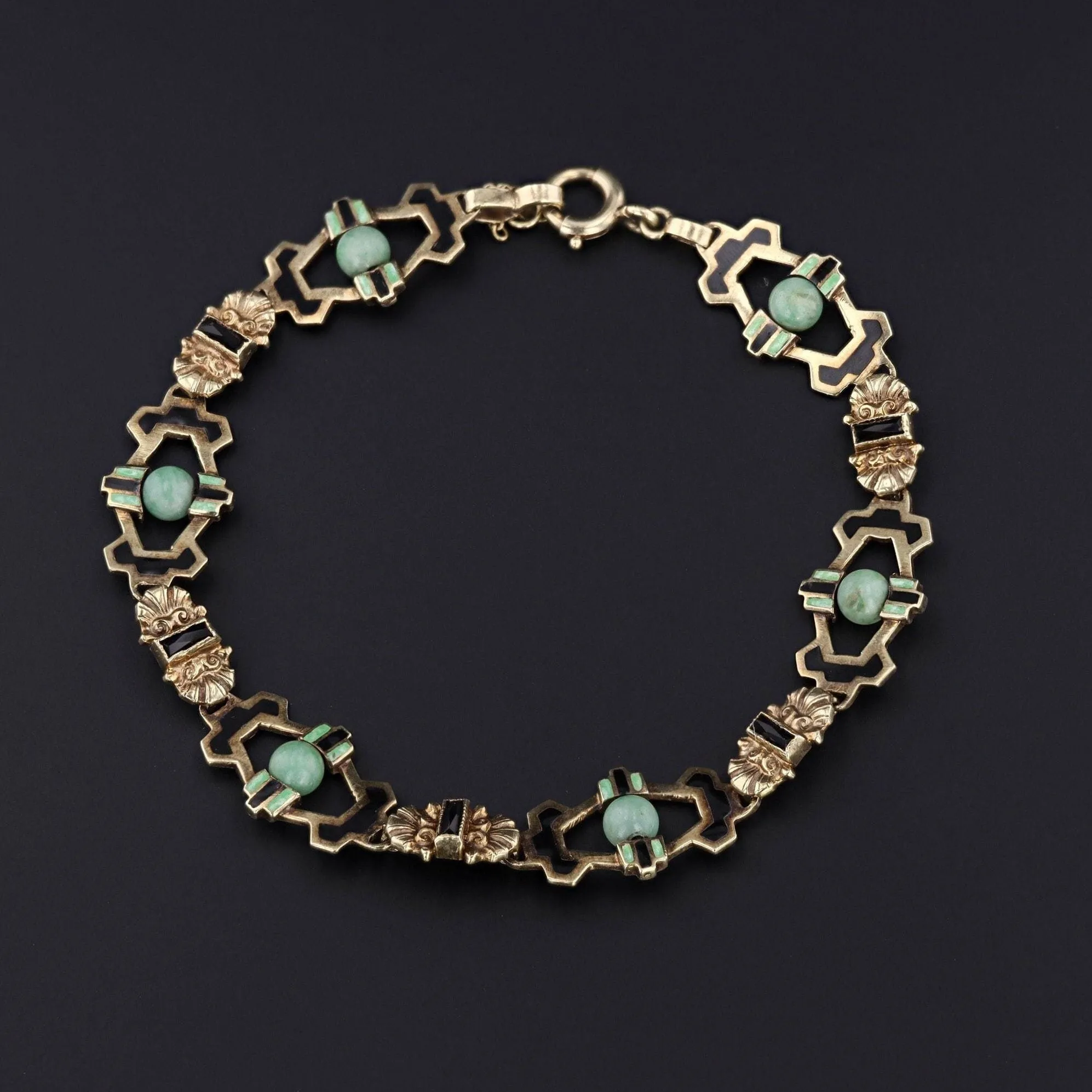 Jade & Enamel Bracelet | 14k Gold Jade Bracelet