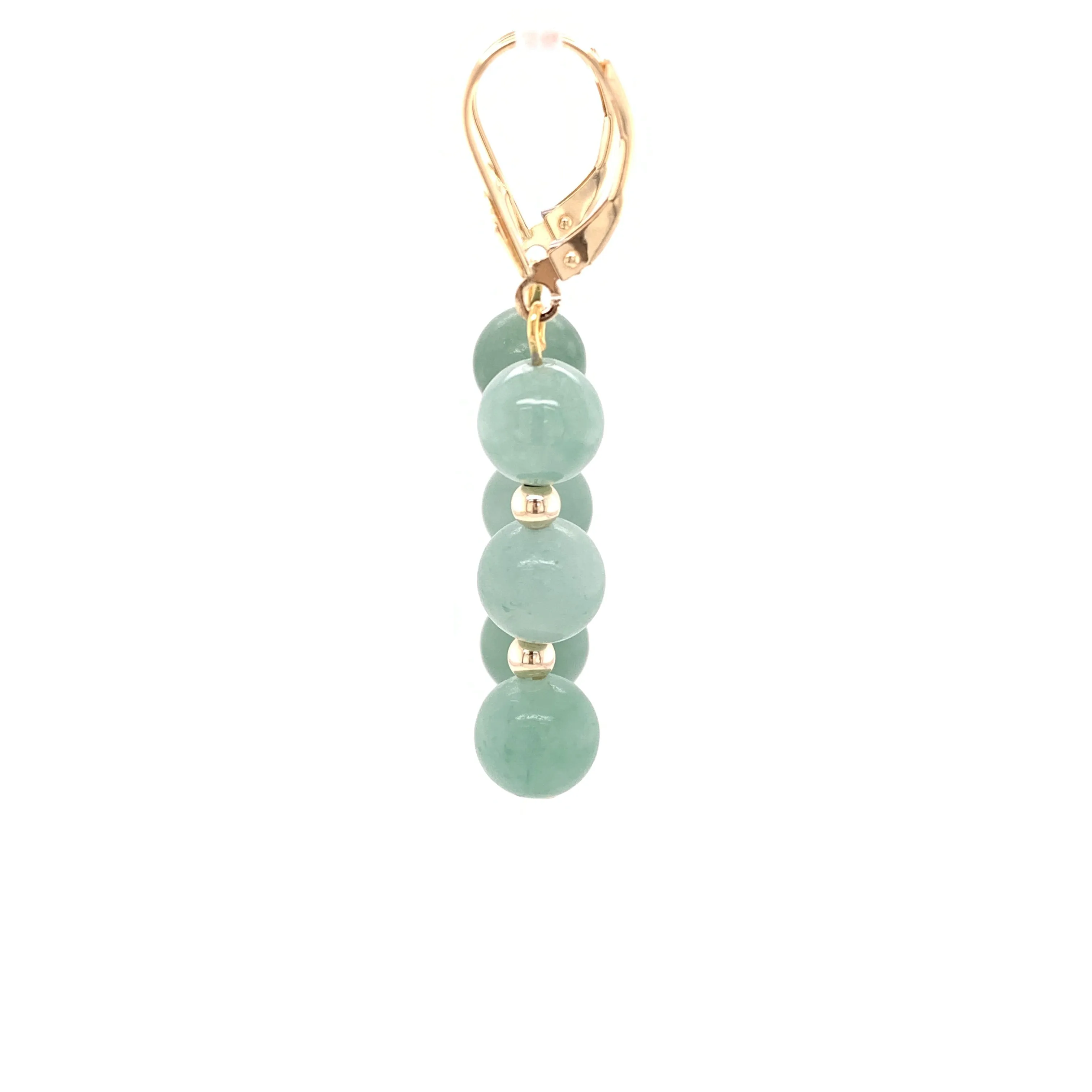 Jade Bead Dangle Earrings 14k
