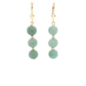 Jade Bead Dangle Earrings 14k