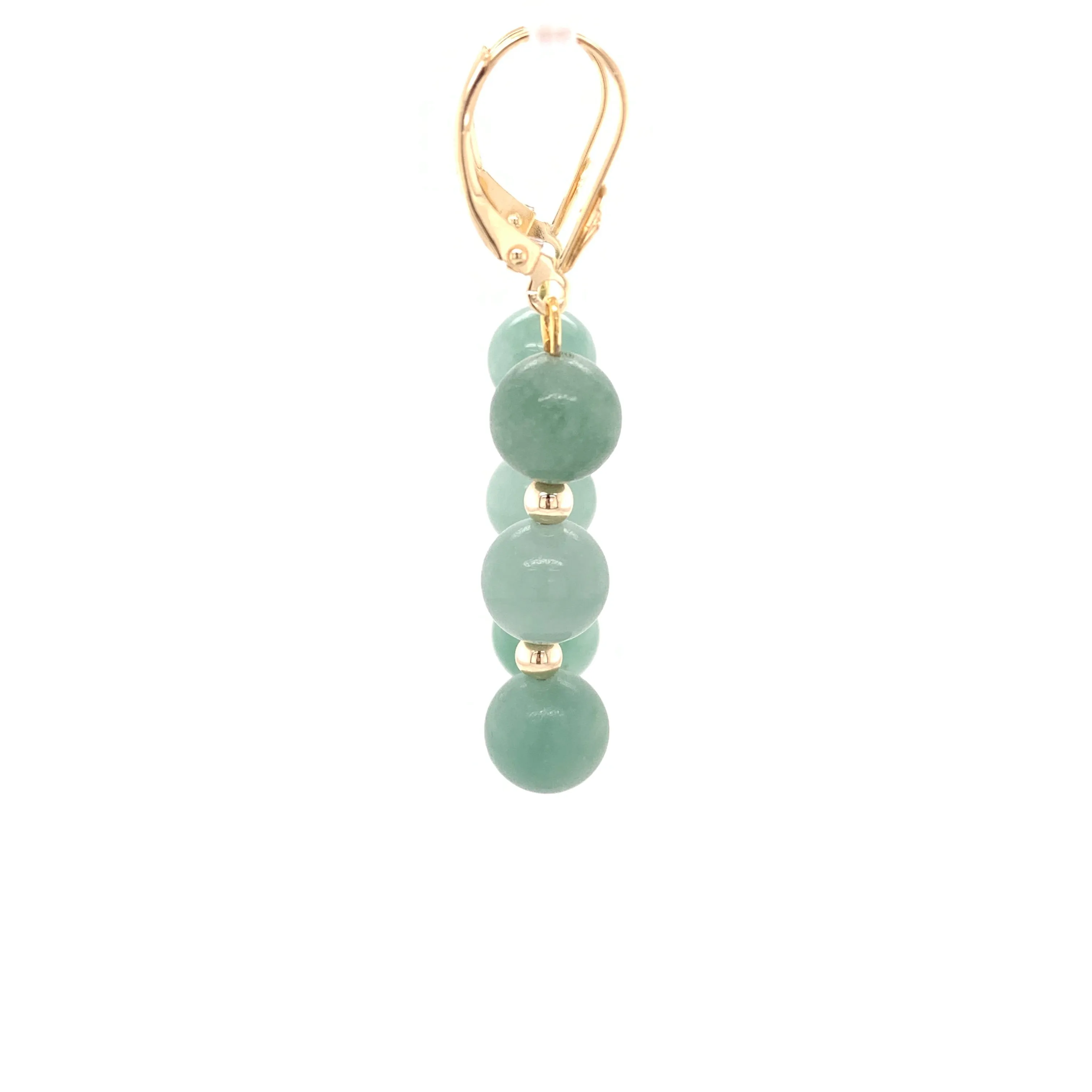 Jade Bead Dangle Earrings 14k