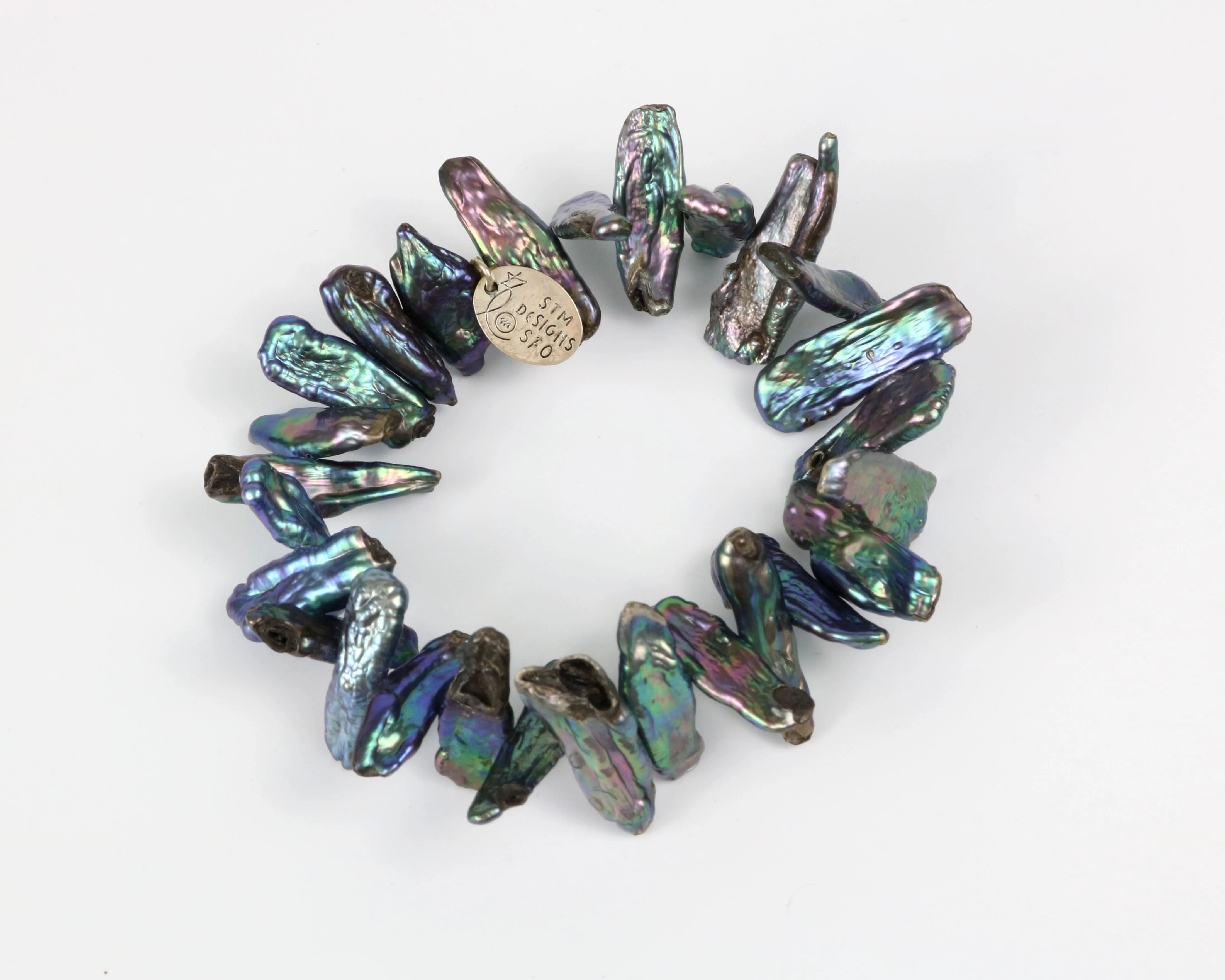 Jagged Tooth Biwa Pearl Elastic Bracelet