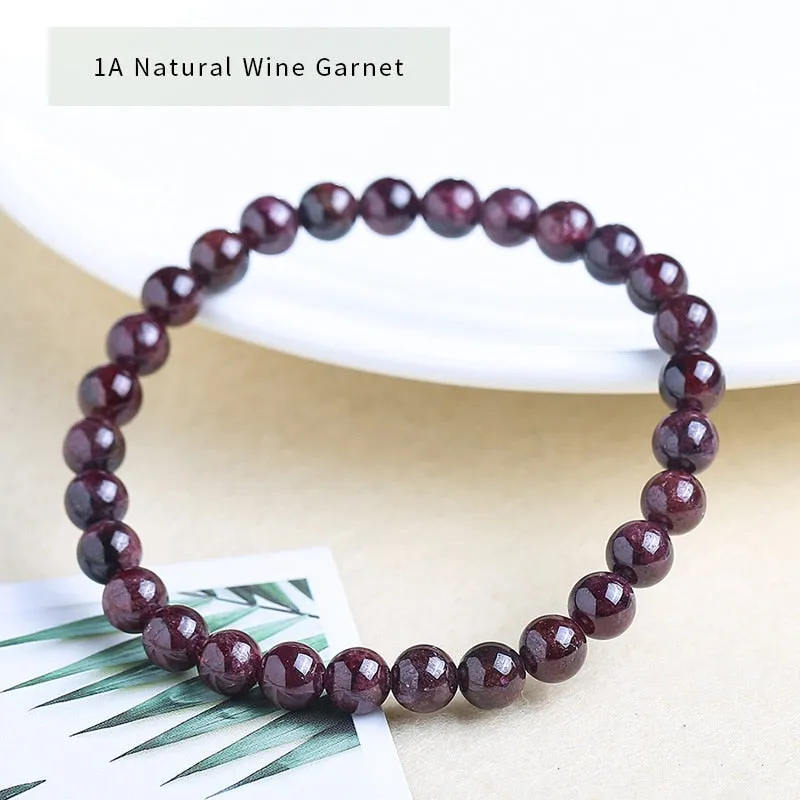JD Natural Dark Garnet Bead Bracelets Women