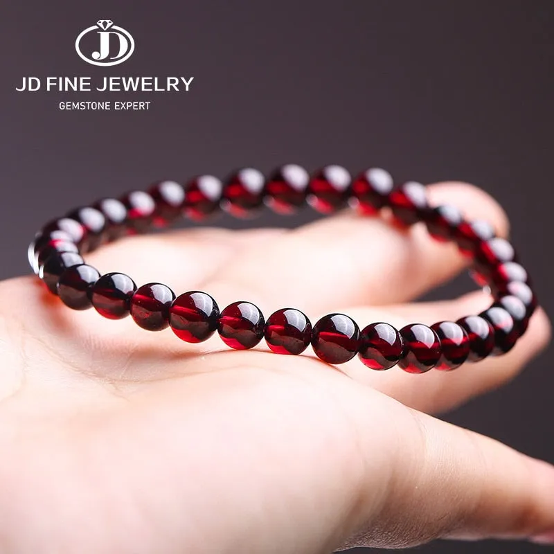 JD Natural Dark Garnet Bead Bracelets Women